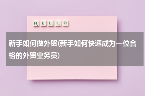 新手如何做外贸(新手如何快速成为一位合格的外贸业务员)
